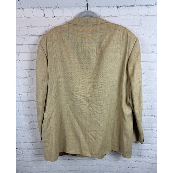 JOS. A. BANK beige check silk wool linen blend mens jacket blazer 52R - Picture 7 of 10